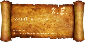 Komlós Erika névjegykártya